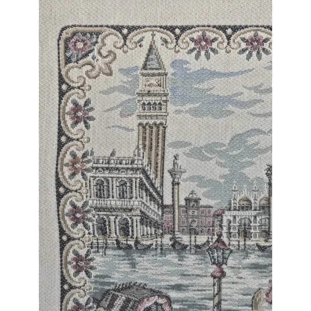 Italian Framed Tapestry‎ Venice Gondola Scene Doge's Palace Romantic Courting